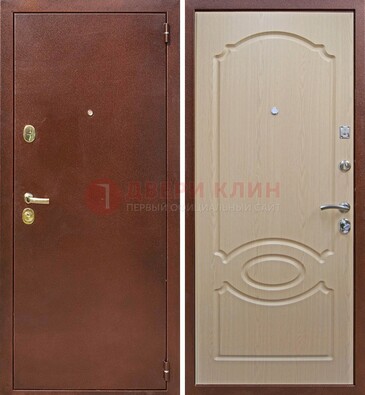 Коричневая металлическая дверь с порошковым окрасом ДП-76 в Серпухове